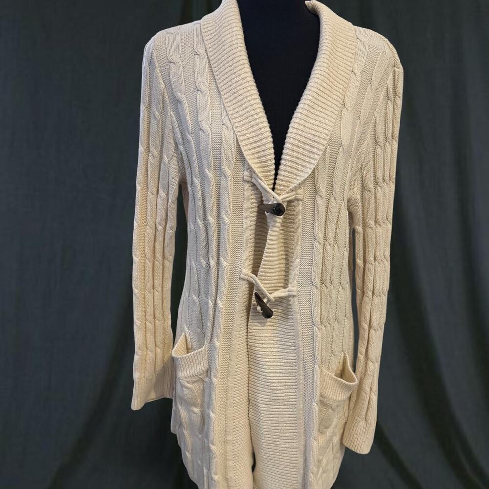Talbots cream cable knit cardigan